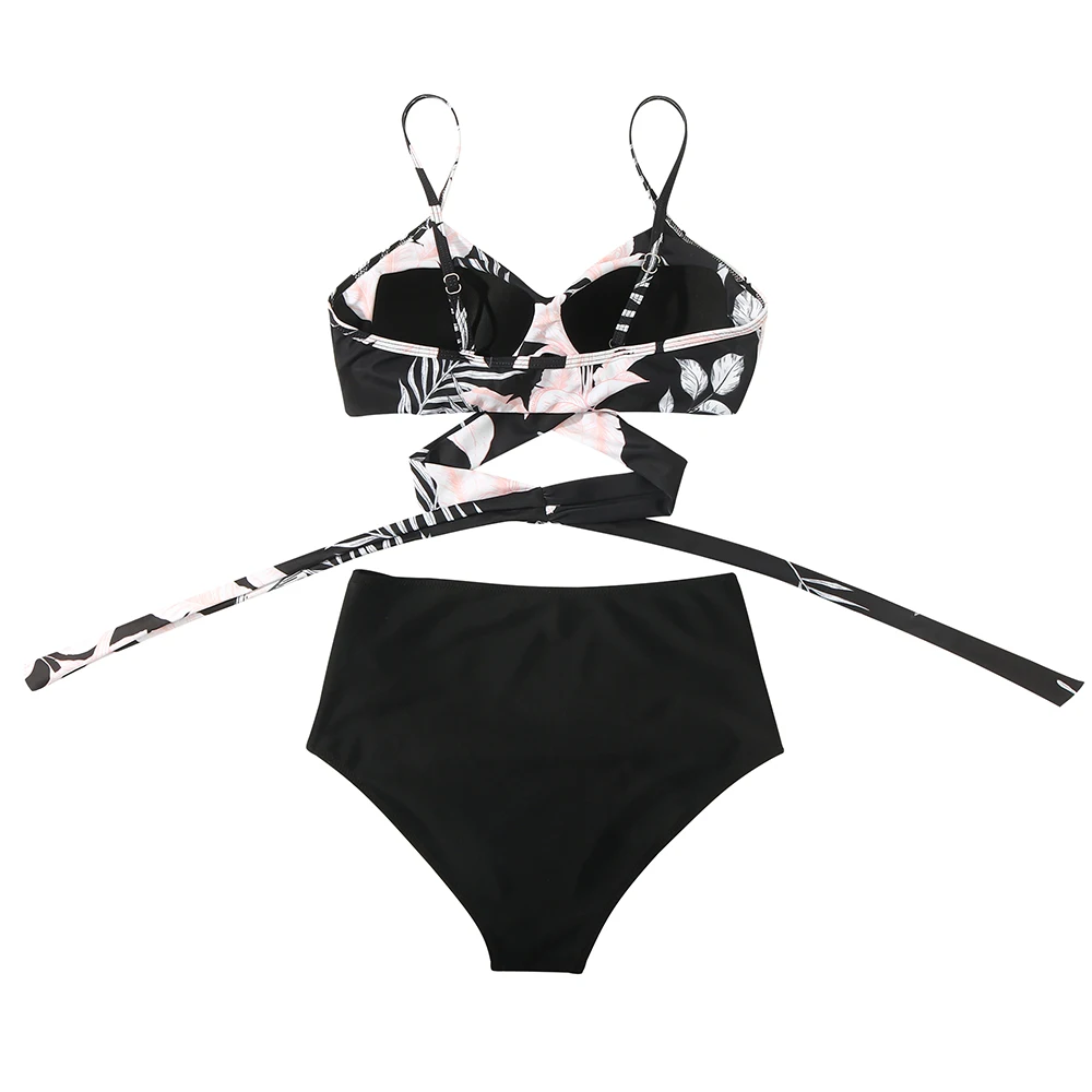 High Waist Sexy Bikini Set 2024 Biquini Swimwear Women Two Pieces Swimsuit Floral Beachwear V-Neck Bathing Suits Female