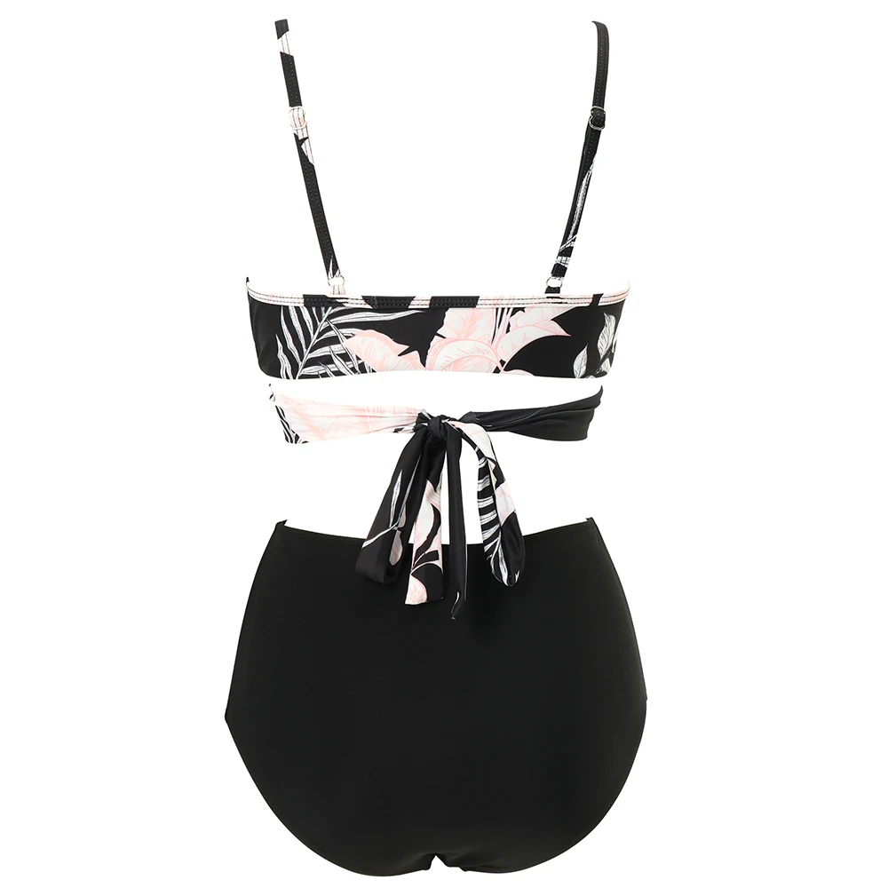 High Waist Sexy Bikini Set 2024 Biquini Swimwear Women Two Pieces Swimsuit Floral Beachwear V-Neck Bathing Suits Female