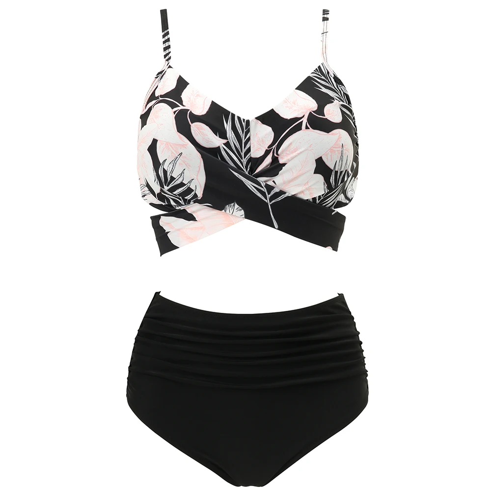 High Waist Sexy Bikini Set 2024 Biquini Swimwear Women Two Pieces Swimsuit Floral Beachwear V-Neck Bathing Suits Female