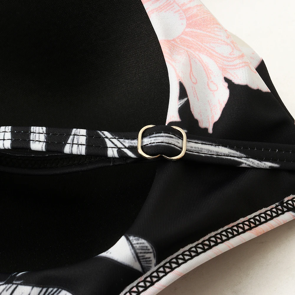 High Waist Sexy Bikini Set 2024 Biquini Swimwear Women Two Pieces Swimsuit Floral Beachwear V-Neck Bathing Suits Female