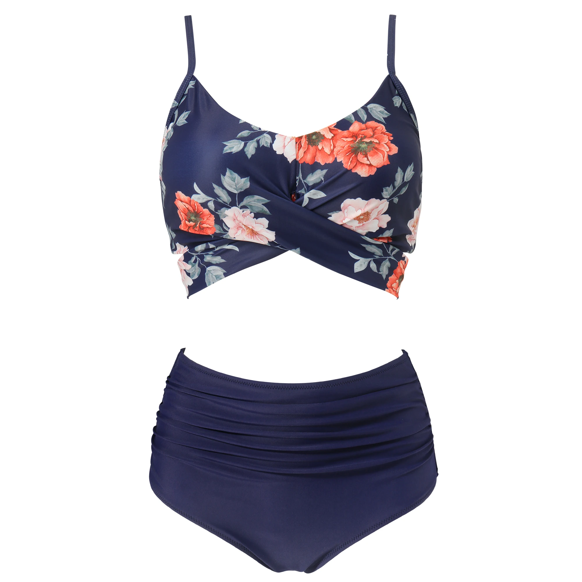High Waist Sexy Bikini Set 2024 Biquini Swimwear Women Two Pieces Swimsuit Floral Beachwear V-Neck Bathing Suits Female