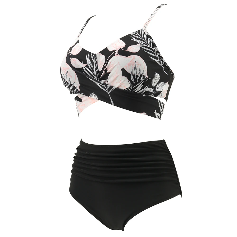 High Waist Sexy Bikini Set 2024 Biquini Swimwear Women Two Pieces Swimsuit Floral Beachwear V-Neck Bathing Suits Female