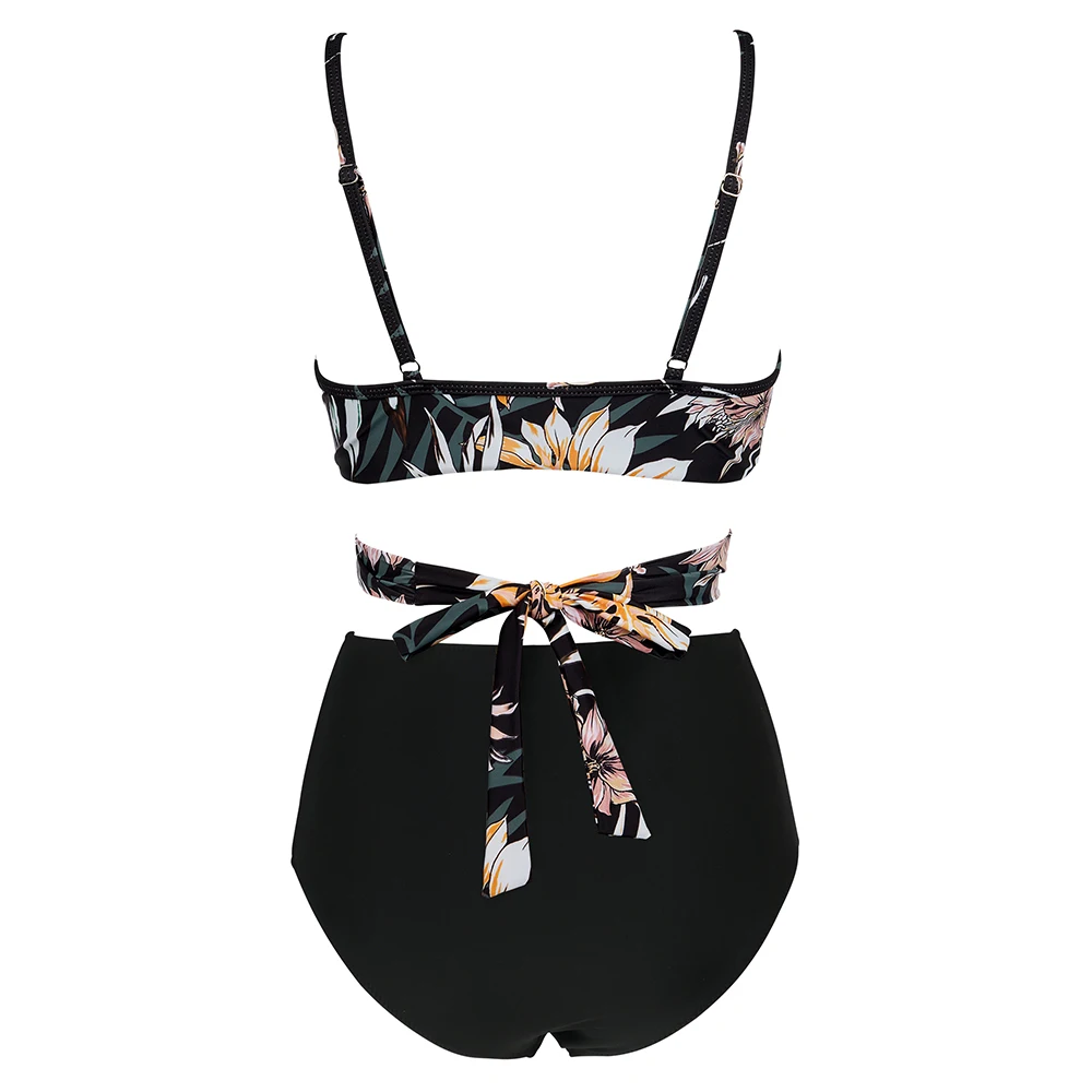 High Waist Sexy Bikini Set 2024 Biquini Swimwear Women Two Pieces Swimsuit Floral Beachwear V-Neck Bathing Suits Female