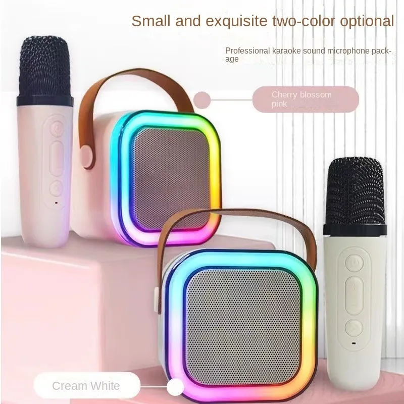 K12 Bluetooth Karaoke Machine Portable 5.3 PA Speaker System with 1-2 Wireless Microphones Home Family Singing Children's Gifts
