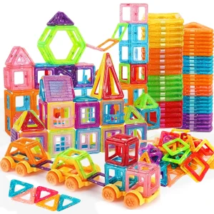 Kids Magnetic Building Blocks – STEM Set (64-184 Pcs)