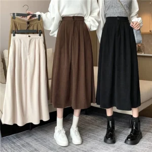 Women's Vintage Corduroy Pleated Skirt