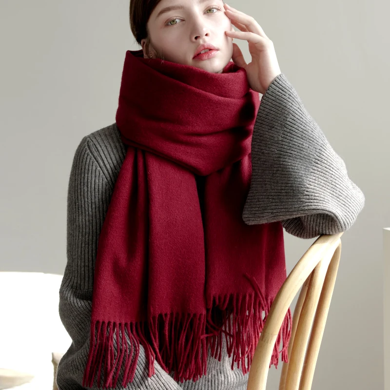 100% Wool Cashmere Scarf – Thickened Winter Pashmina Shawl – view 27