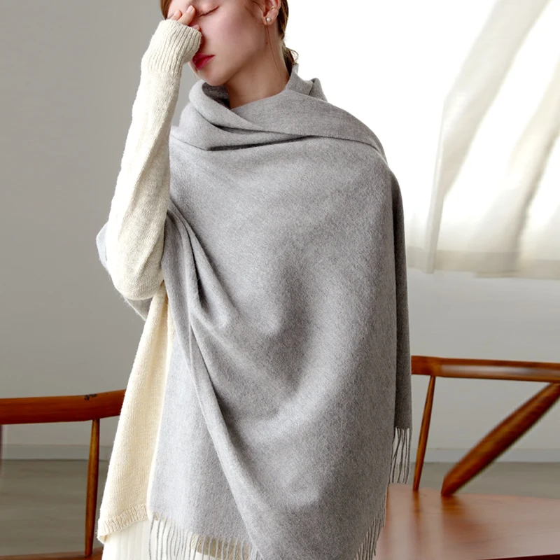 100% Wool Cashmere Scarf – Thickened Winter Pashmina Shawl – view 26