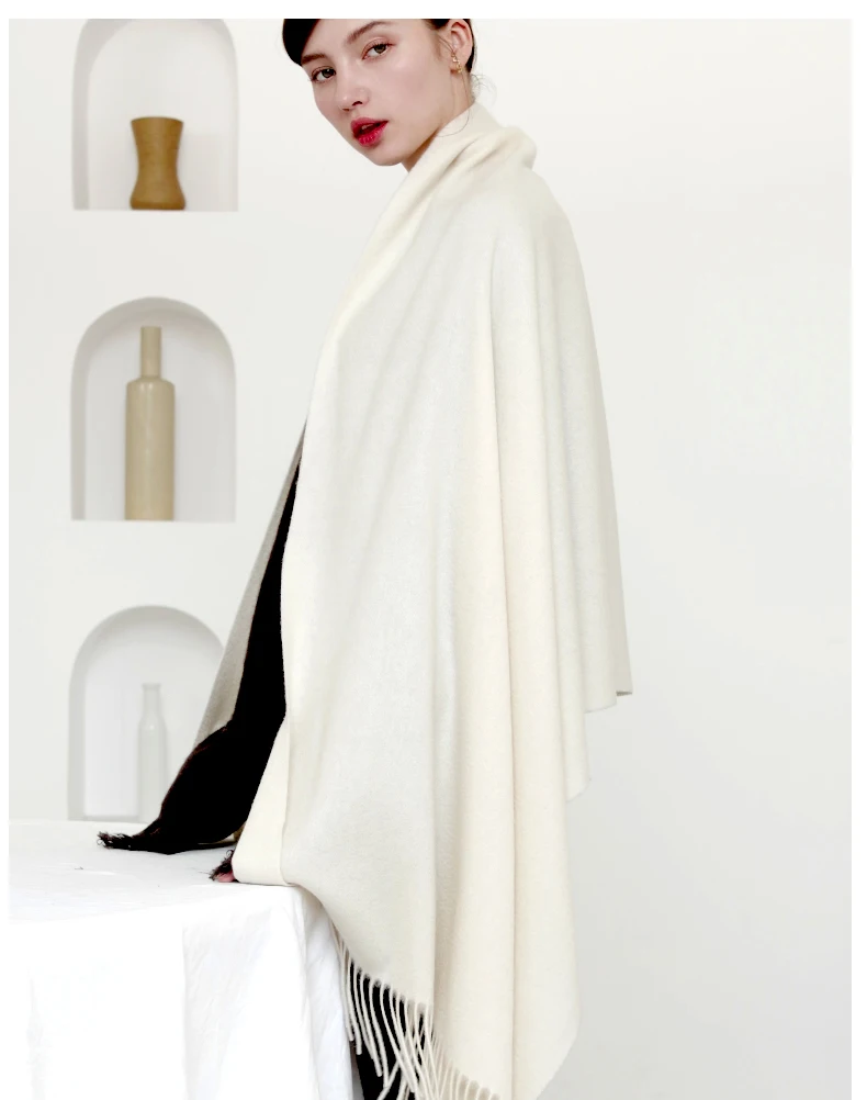100% Wool Cashmere Scarf – Thickened Winter Pashmina Shawl – view 19