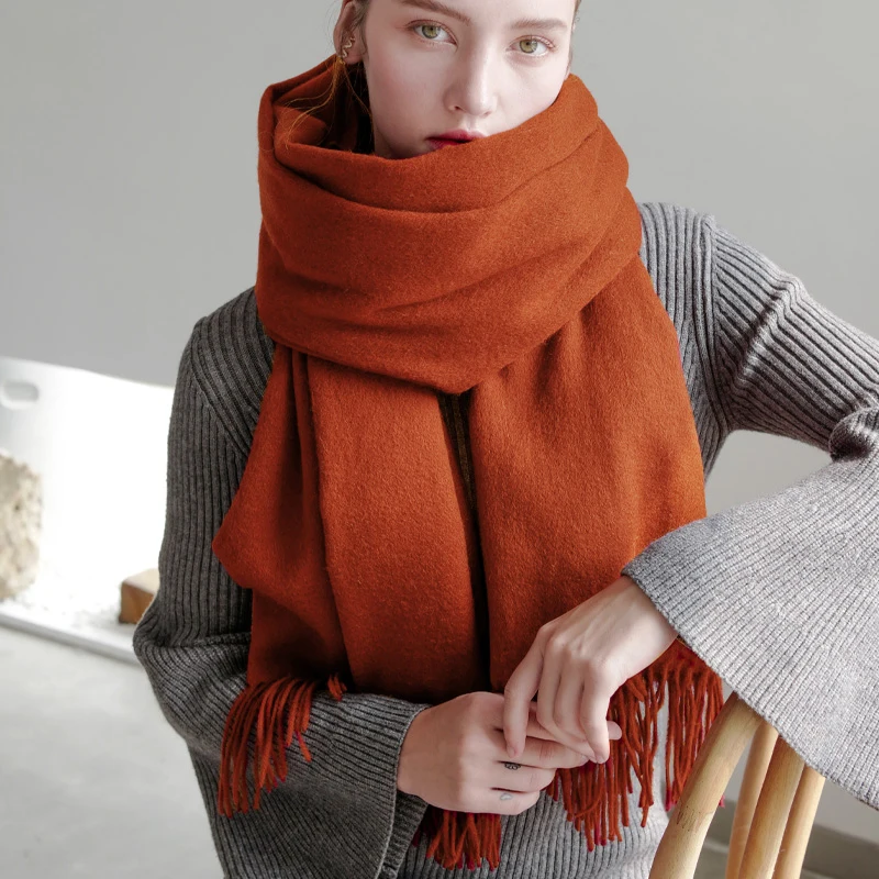 100% Wool Cashmere Scarf – Thickened Winter Pashmina Shawl – view 23