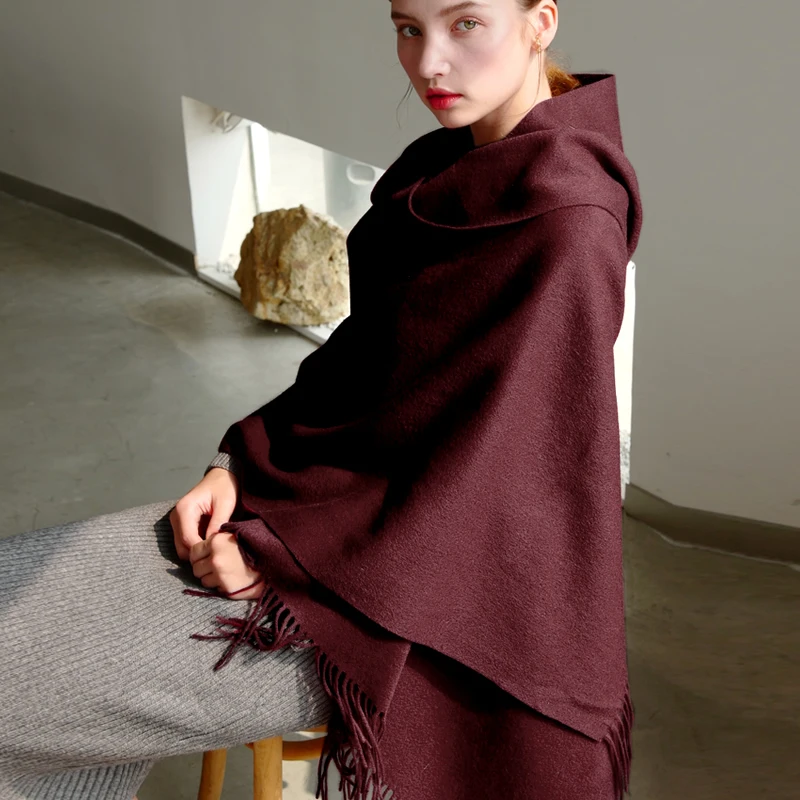 100% Wool Cashmere Scarf – Thickened Winter Pashmina Shawl – view 21
