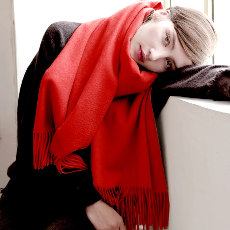 100% Wool Cashmere Scarf – Thickened Winter Pashmina Shawl – view 20