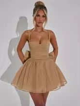 Mozision Sexy Bow Backless Mini Dress