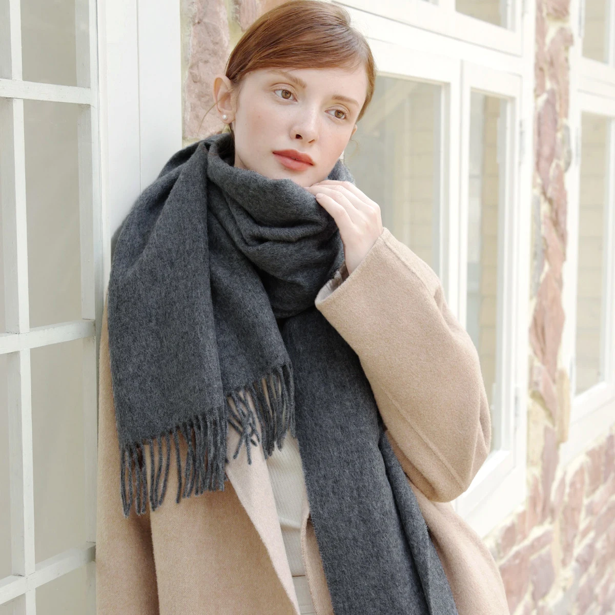 100% Wool Cashmere Scarf – Thickened Winter Pashmina Shawl – view 16