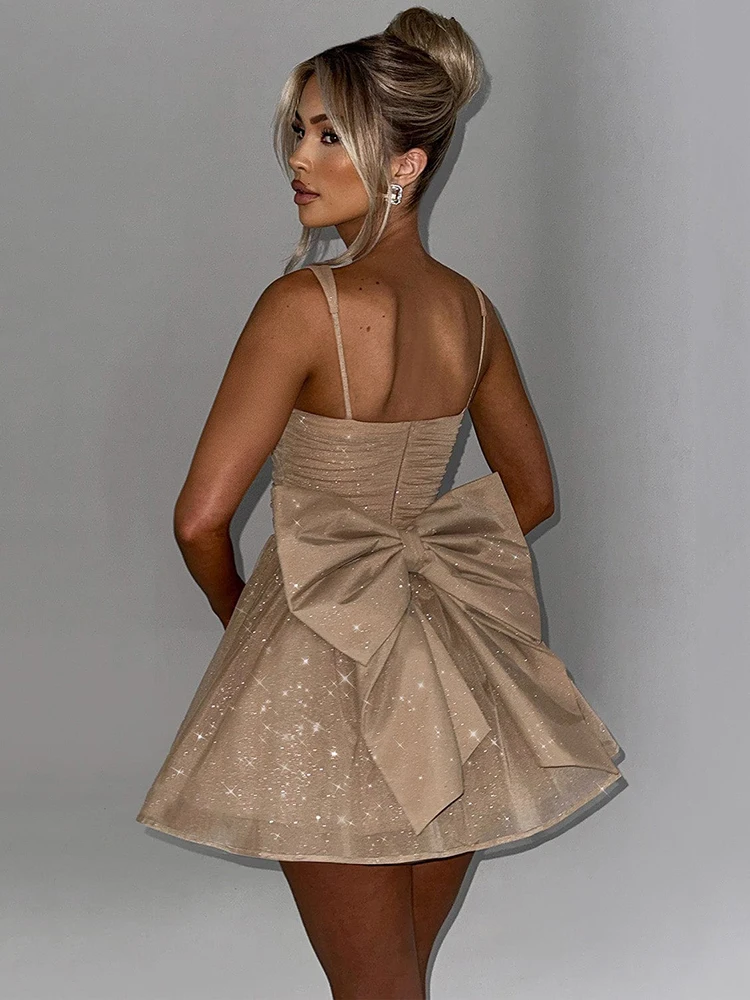 Mozision Sexy Bow Backless Mini Dress
