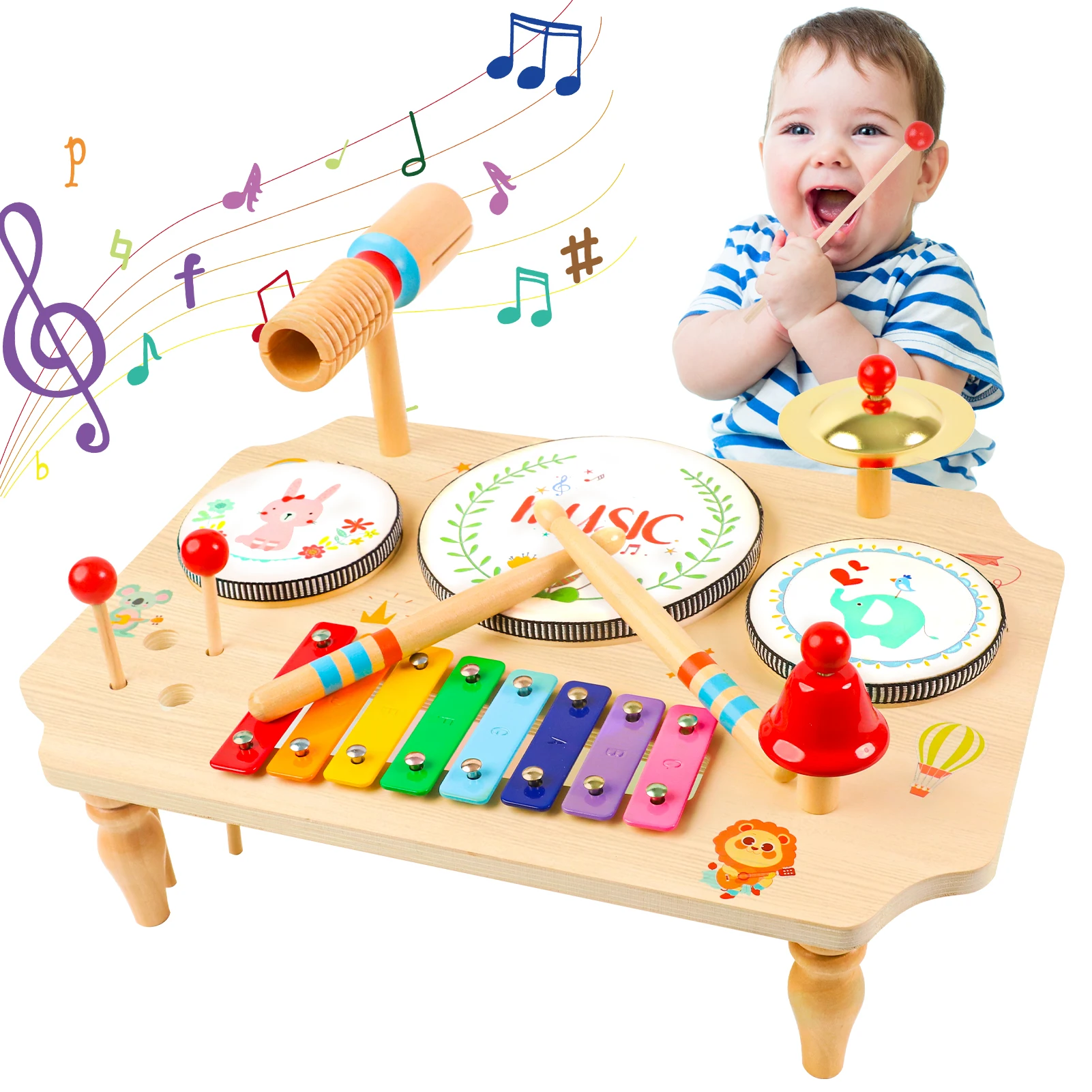 Children's Multi-in-1 Drum Kit & Xylophone Montessori Musical Toy (Ages 1-3) – view 2