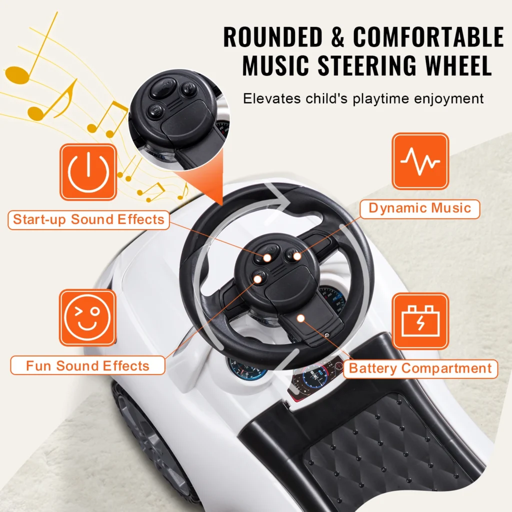 VEVOR Classic Ride-On Push Car – Music Steering Wheel Toy for Toddlers, Boys & Girls Ages 1-3
