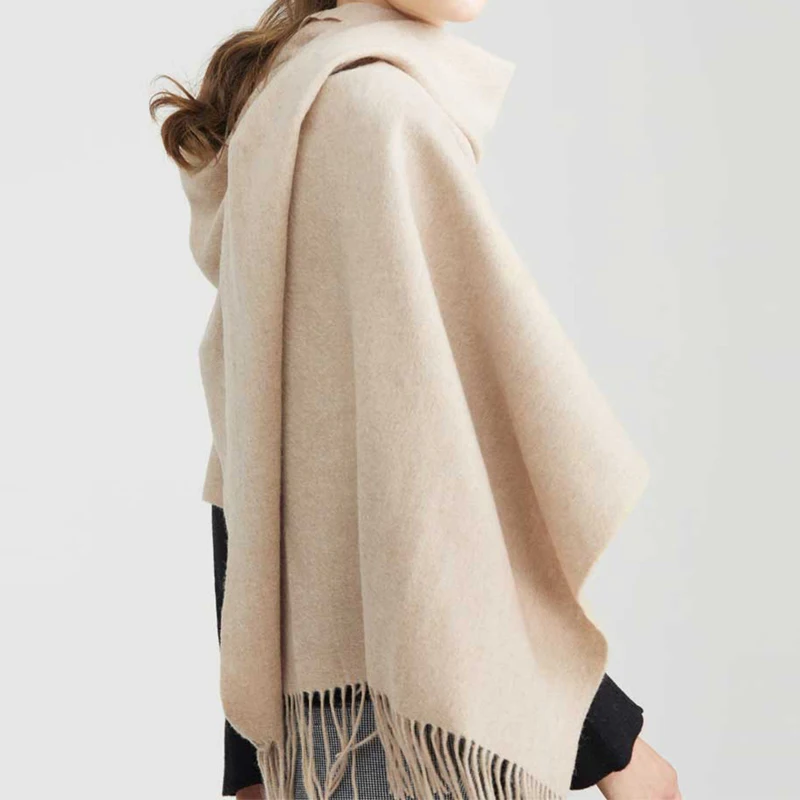 100% Wool Cashmere Scarf – Thickened Winter Pashmina Shawl – view 13