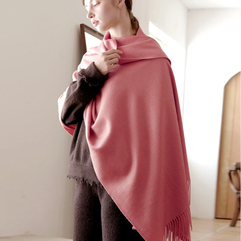 100% Wool Cashmere Scarf – Thickened Winter Pashmina Shawl – view 11