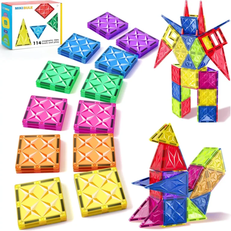 114-Pieces Magnetic Tiles STEM Building Set for Toddlers & Kids