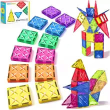 114-Pieces Magnetic Tiles STEM Building Set for Toddlers & Kids