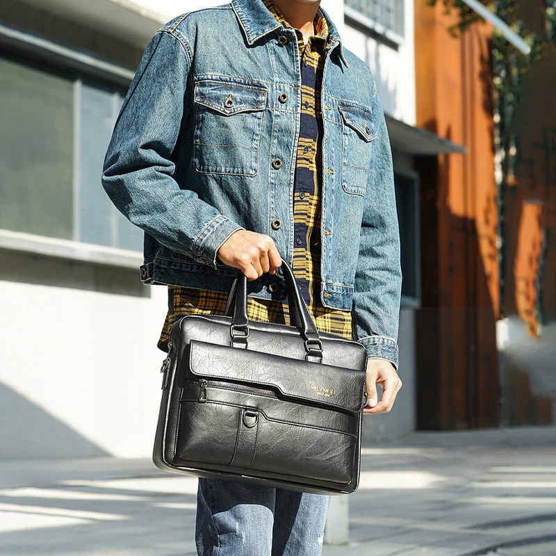 Men’s Vintage PU Leather Briefcase – Laptop Bag