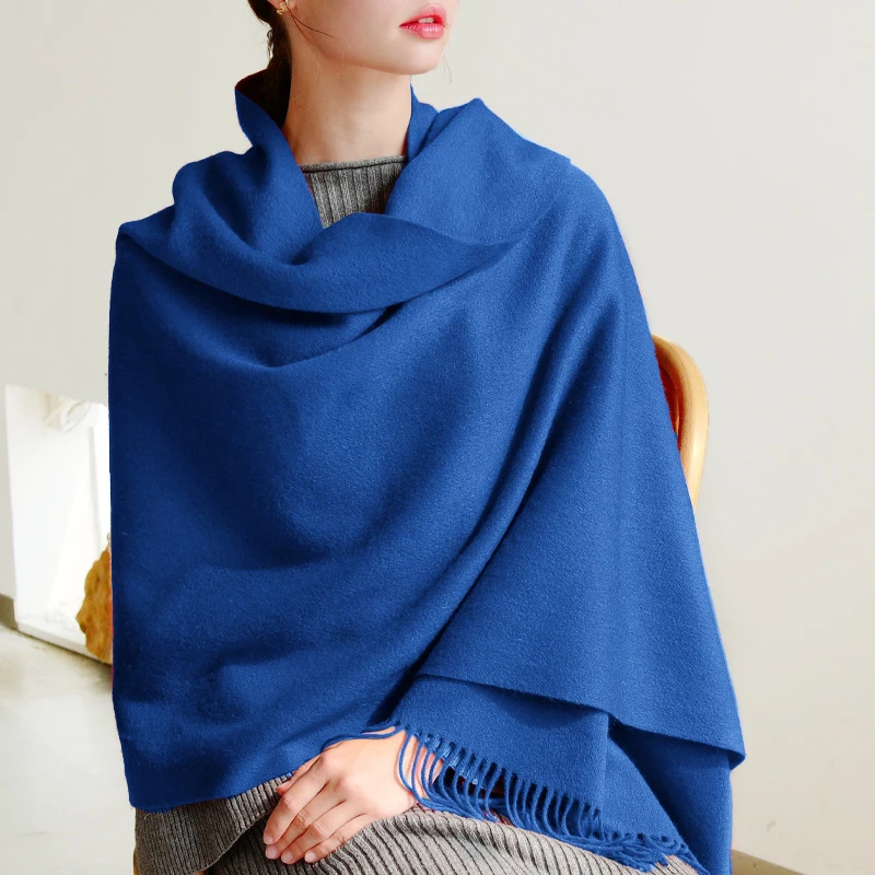 100% Wool Cashmere Scarf – Thickened Winter Pashmina Shawl – view 8