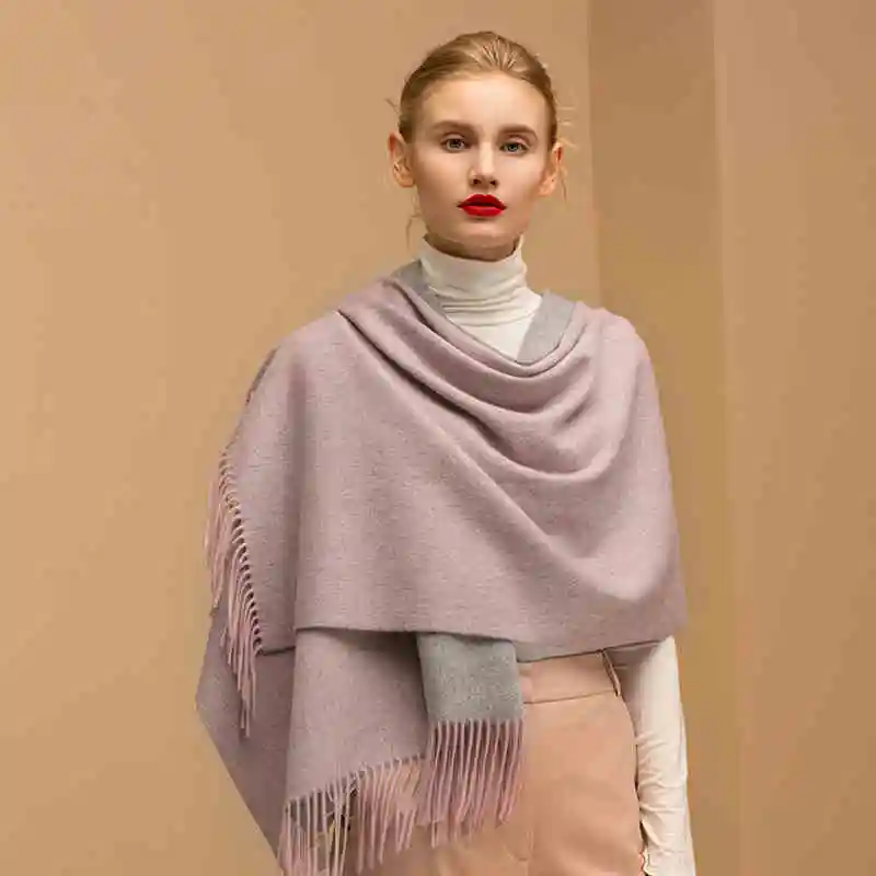 100% Wool Cashmere Scarf – Thickened Winter Pashmina Shawl – view 10