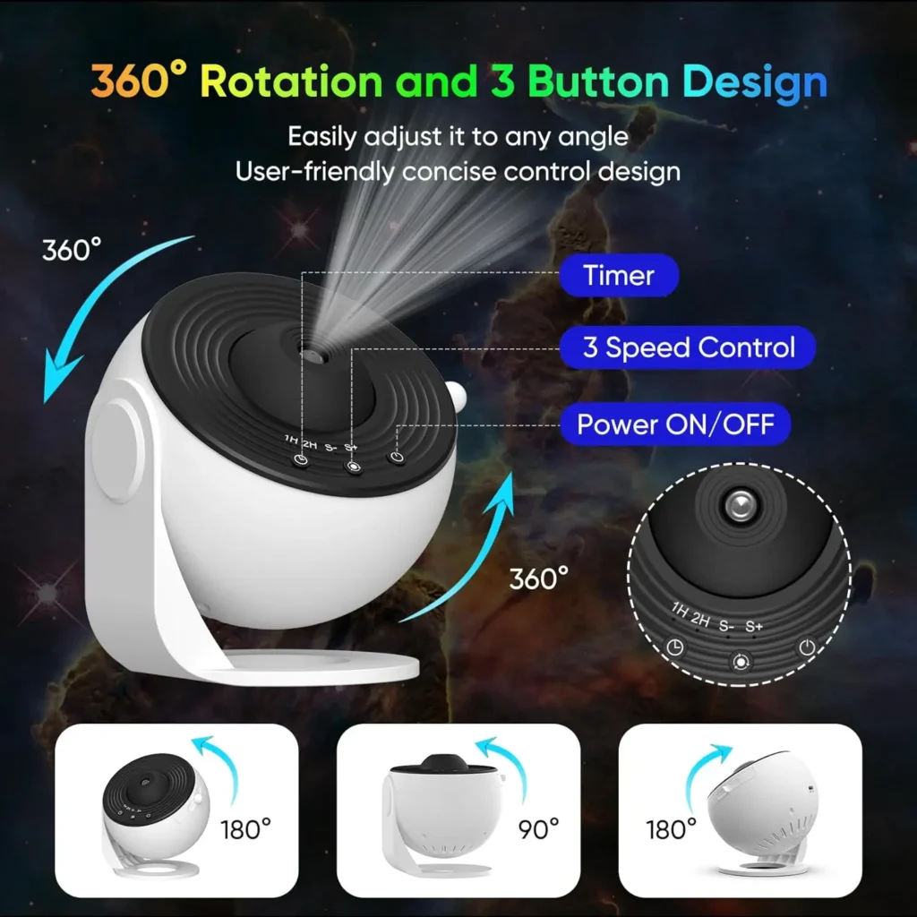 12-in-1 4K Galaxy Projector – 360° Rotating Starry Sky Night Light