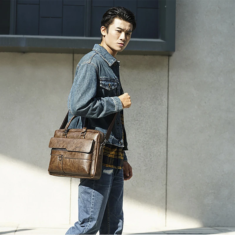 Men’s Vintage PU Leather Briefcase – Laptop Bag