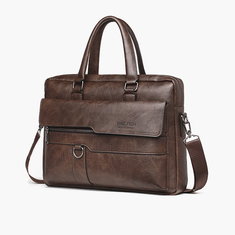 Men's Vintage PU Leather Briefcase – Laptop Bag – view 4