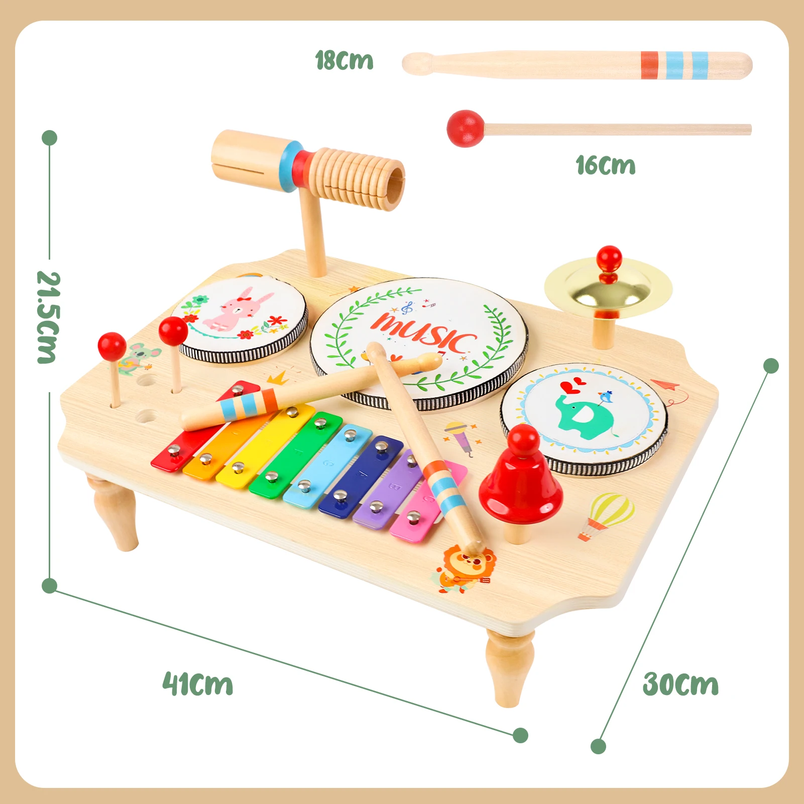 Children's Multi-in-1 Drum Kit & Xylophone Montessori Musical Toy (Ages 1-3)