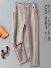Women's High-Waisted Woolen Herringbone Pants - Image 2