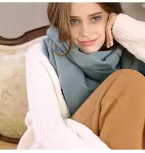 100% Wool Cashmere Scarf – Thickened Winter Pashmina Shawl - Image 6