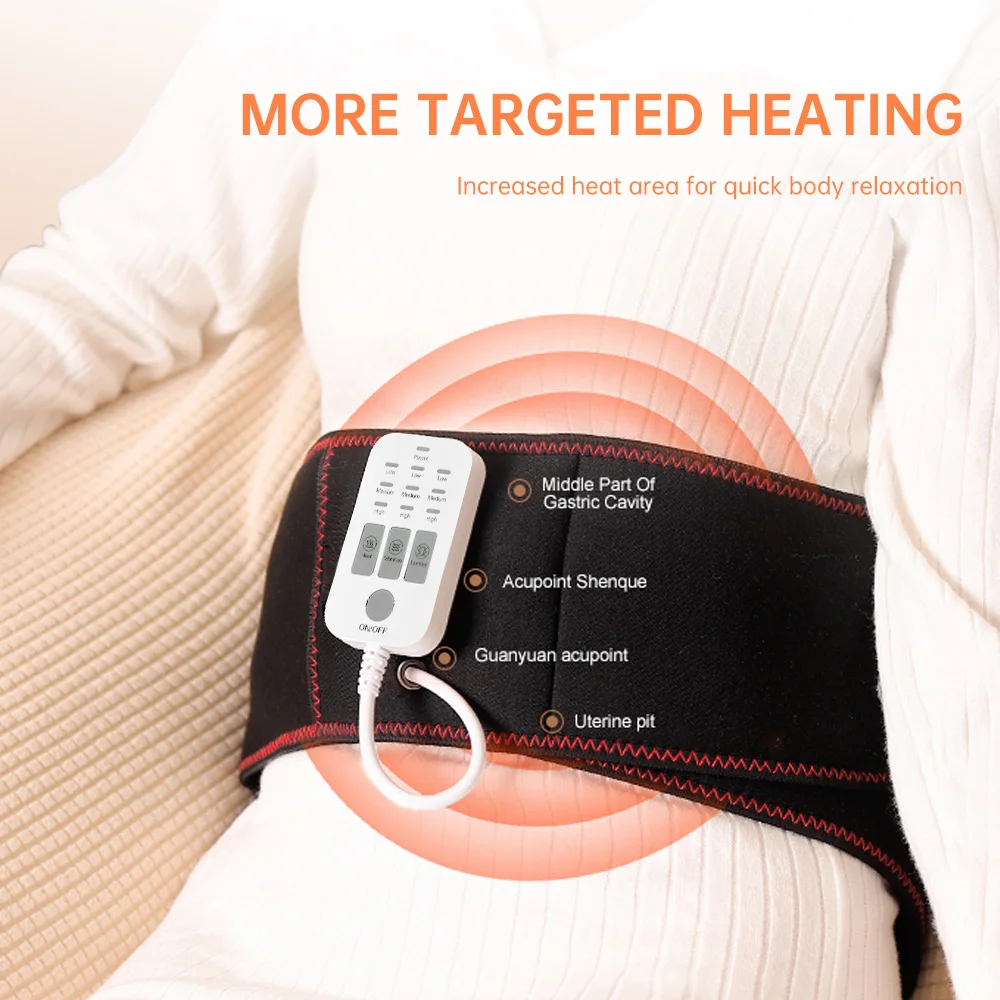 Heated Back & Belly Massage Belt with Vibration & Fast Heating Pads
