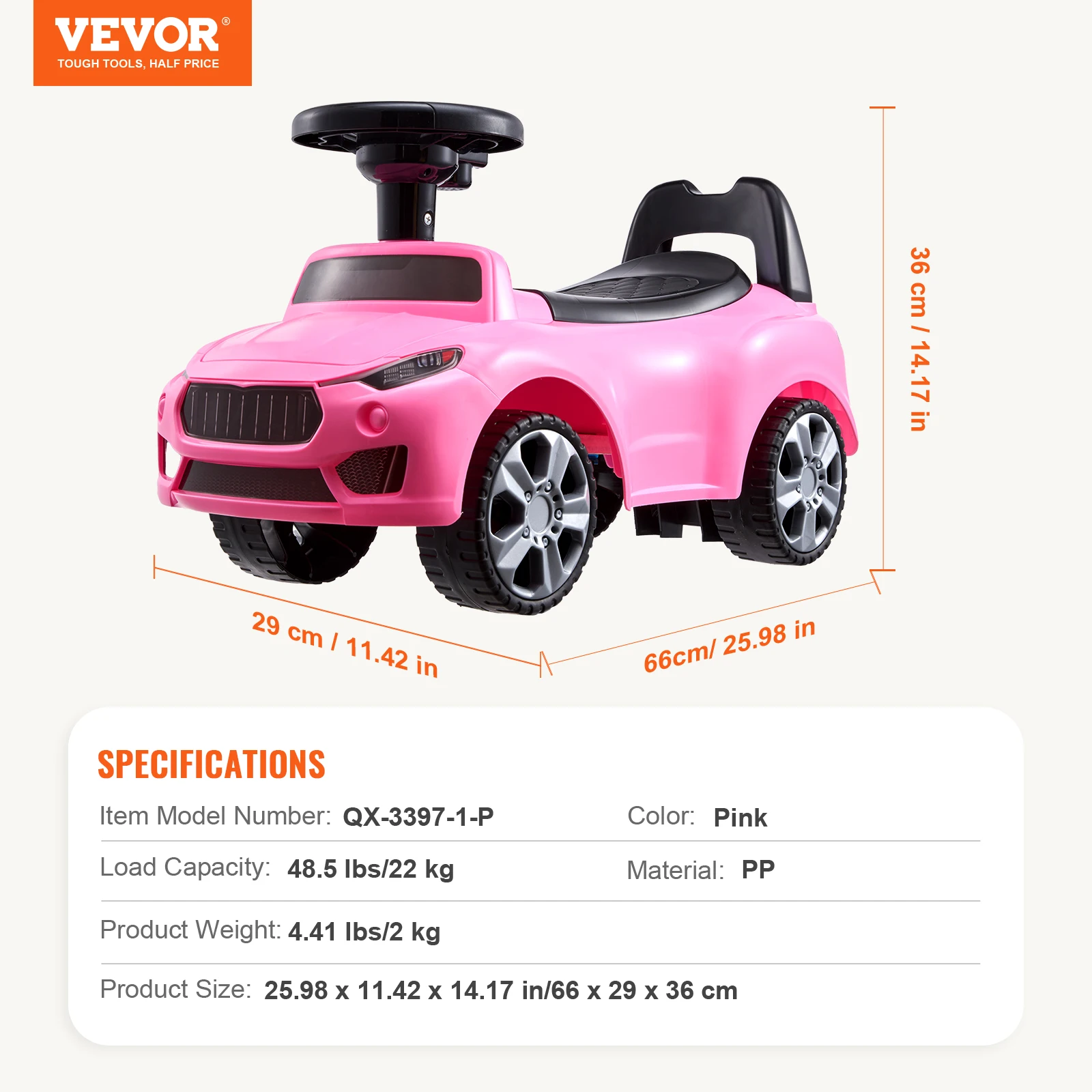 VEVOR Classic Ride-On Push Car – Music Steering Wheel Toy for Toddlers, Boys & Girls Ages 1-3 – view 3