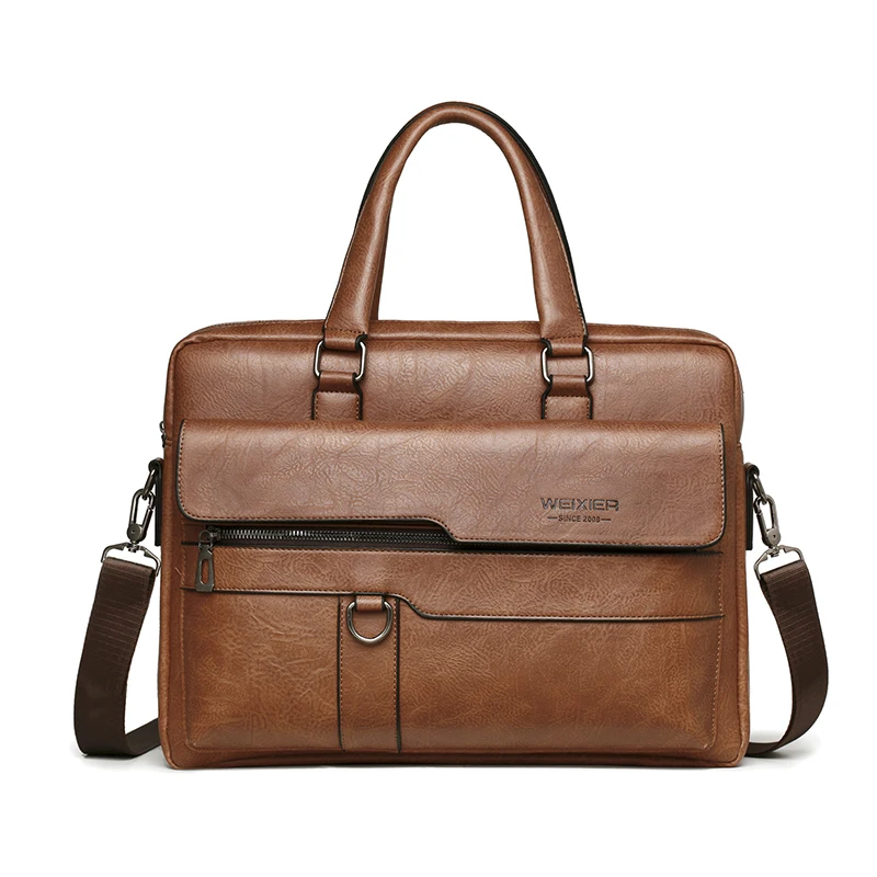 Men's Vintage PU Leather Briefcase – Laptop Bag – view 2