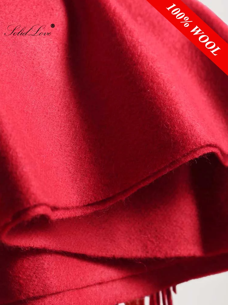 100% Wool Cashmere Scarf – Thickened Winter Pashmina Shawl
