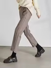 Women's High-Waisted Woolen Herringbone Pants