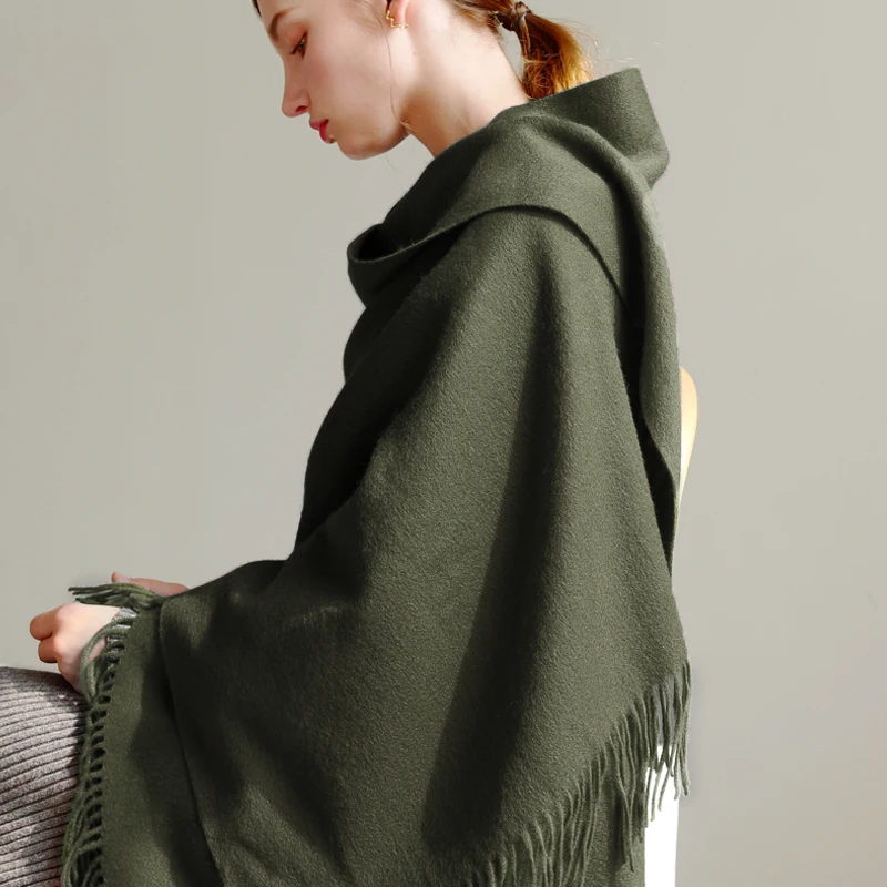 100% Wool Cashmere Scarf – Thickened Winter Pashmina Shawl – view 7