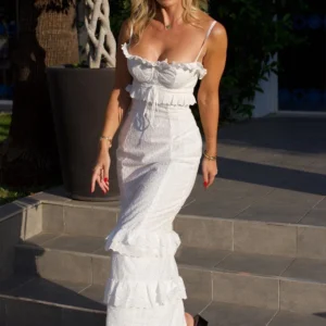 Elegant White Lace Maxi Dress