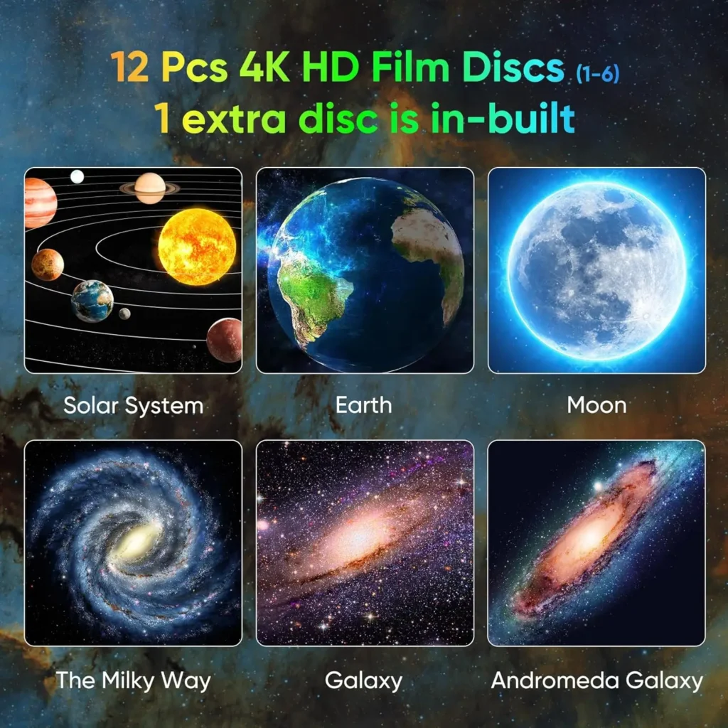 12-in-1 4K Galaxy Projector – 360° Rotating Starry Sky Night Light