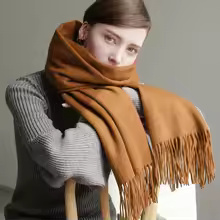 100% Wool Cashmere Scarf – Thickened Winter Pashmina Shawl - Image 4