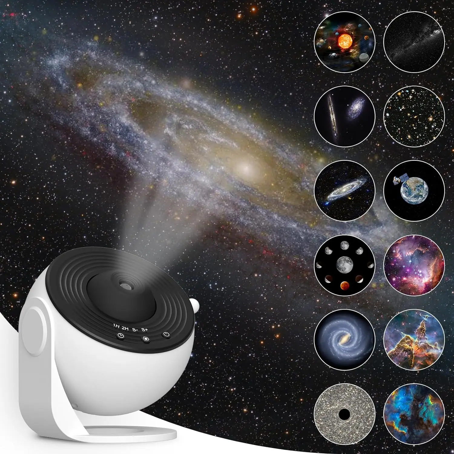 12-in-1 4K Galaxy Projector – 360° Rotating Starry Sky Night Light
