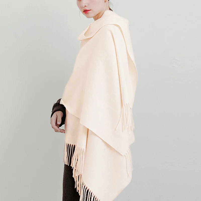 100% Wool Cashmere Scarf – Thickened Winter Pashmina Shawl – view 3