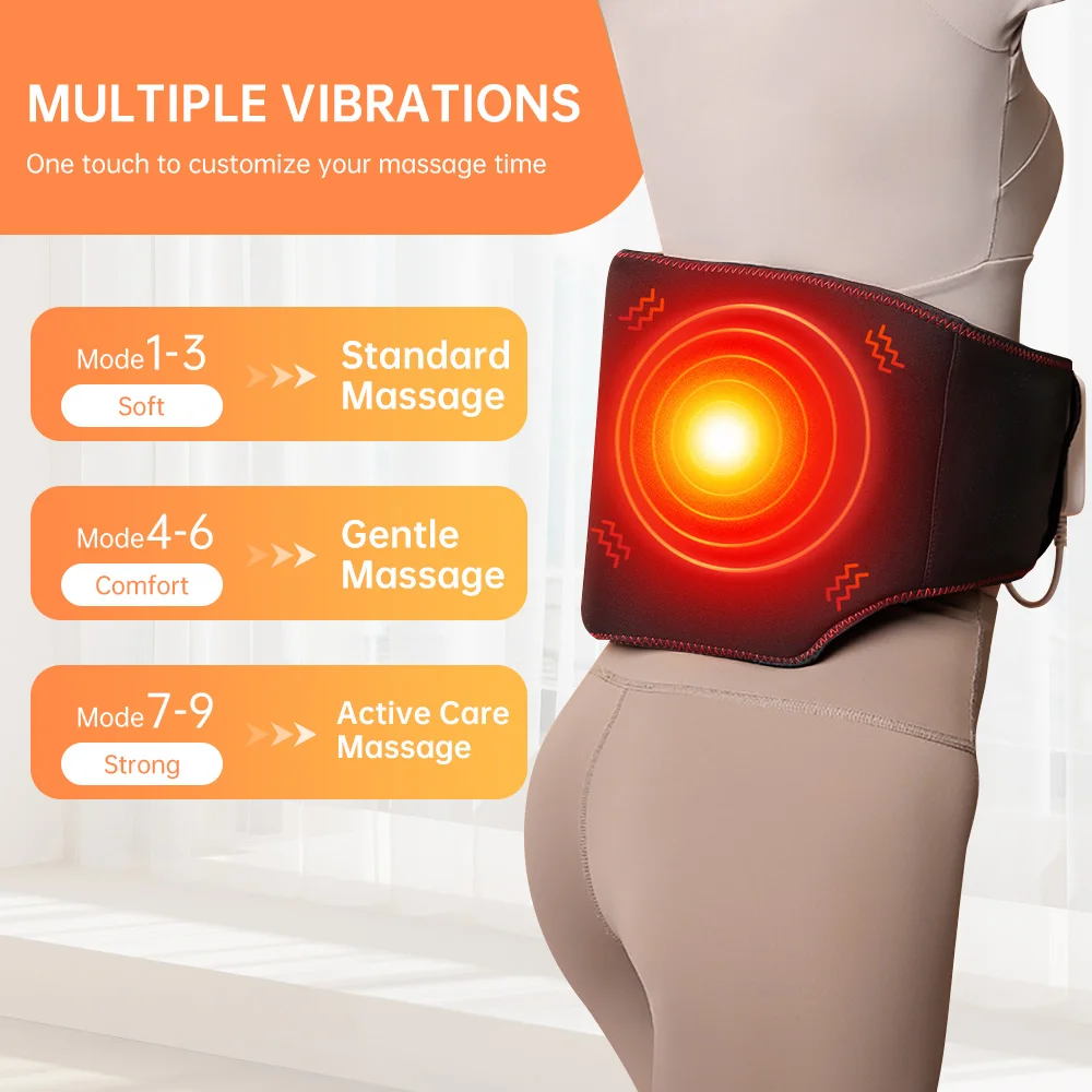 Heated Back & Belly Massage Belt with Vibration & Fast Heating Pads