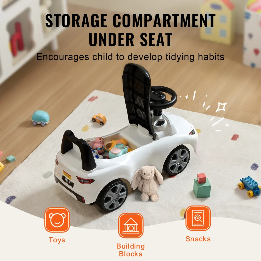 VEVOR Classic Ride-On Push Car – Music Steering Wheel Toy for Toddlers, Boys & Girls Ages 1-3