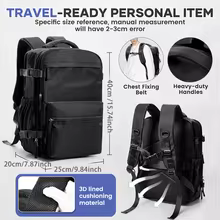 Men's Vacuum Compression Laptop Backpack – 15.6'' Expandable Travel & Hiking Bag