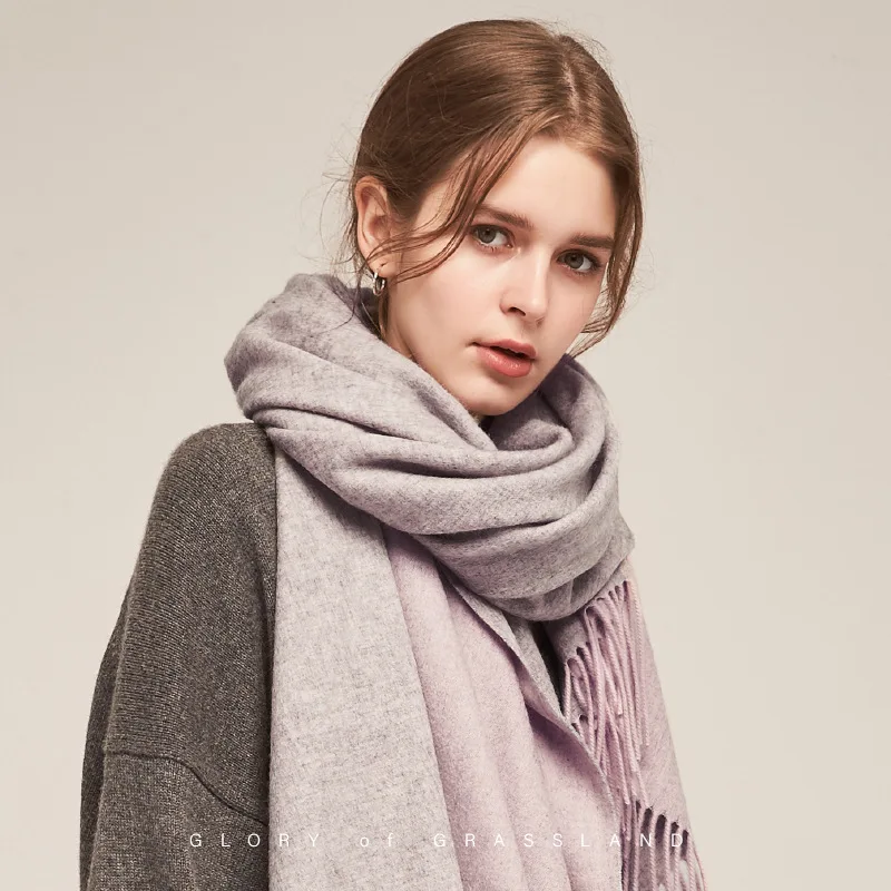 100% Wool Cashmere Scarf – Thickened Winter Pashmina Shawl – view 2
