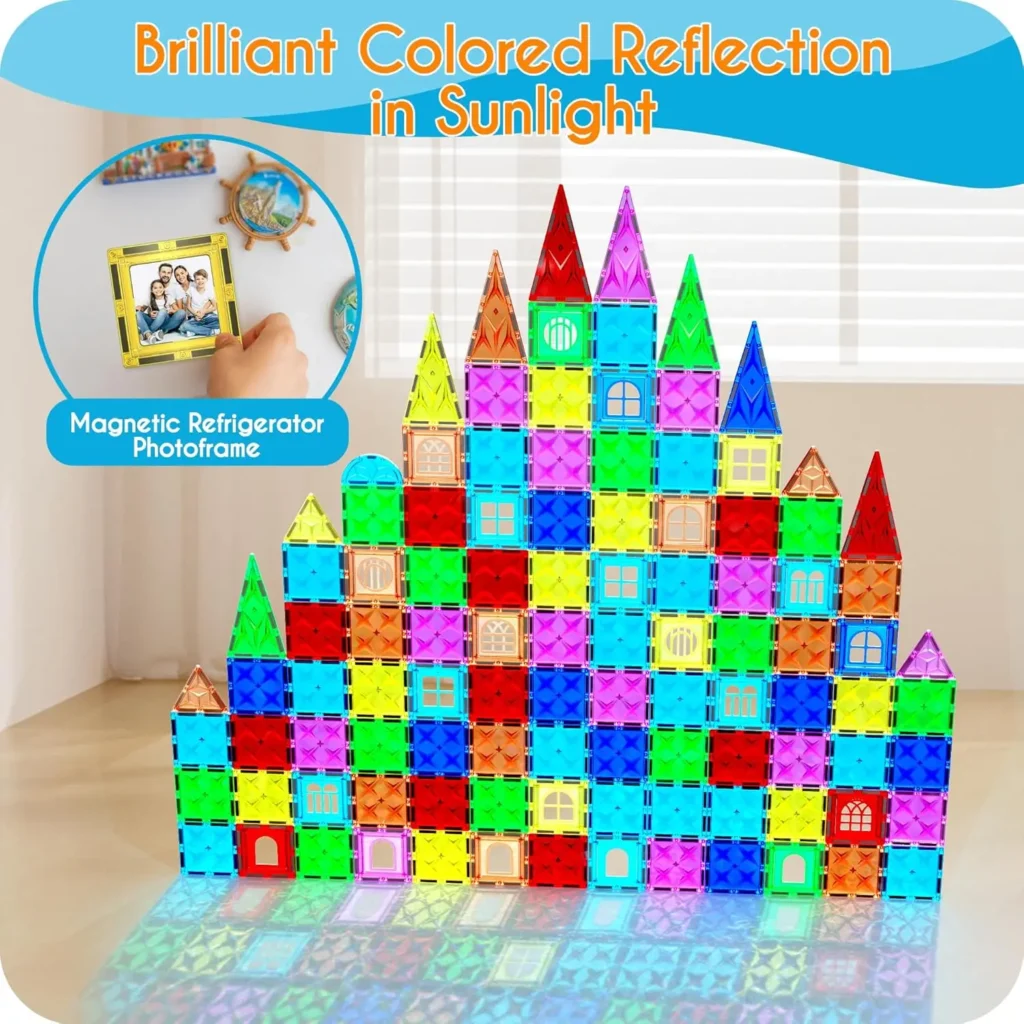 114-Pieces Magnetic Tiles STEM Building Set for Toddlers & Kids